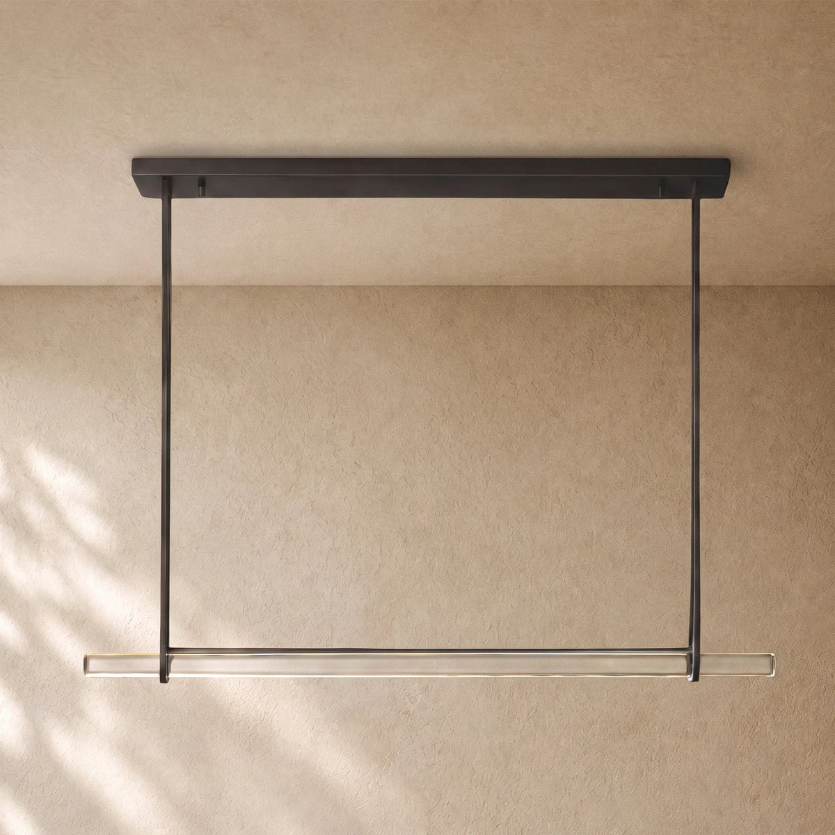 Audubom Crystal Horizontal Single Bar Linear Chandelier - Bronze / Grand