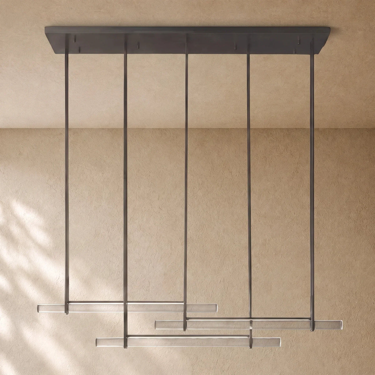 Audubom Crystal Triple Bar Linear Chandelier - 60’’ / Bronze / Classic