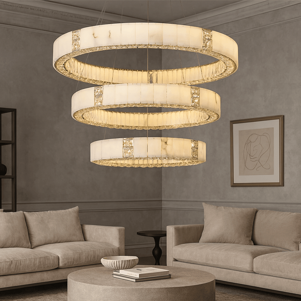 Aurelia Marble & Crystal Chandelier - briglamps