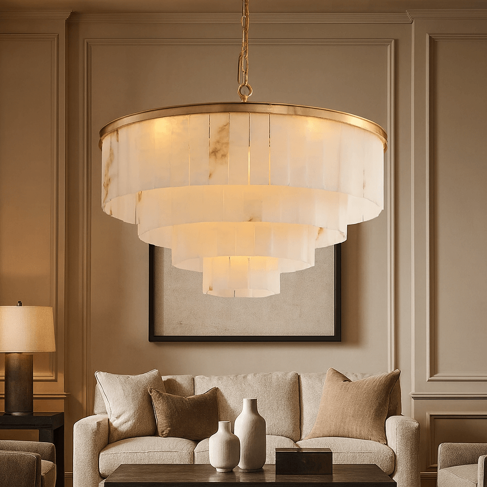 Aurora Marble Round Chandelier - briglamps