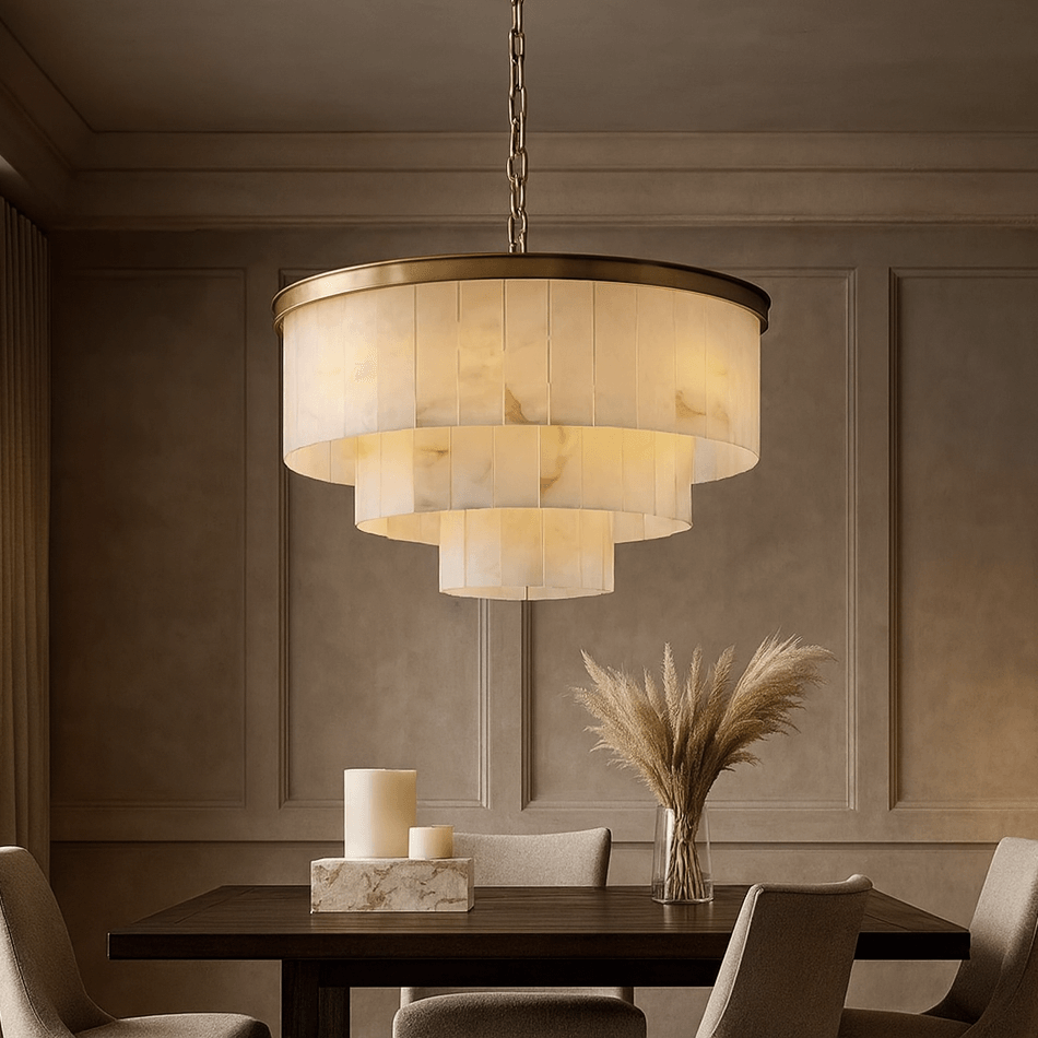Aurora Marble Round Chandelier - briglamps