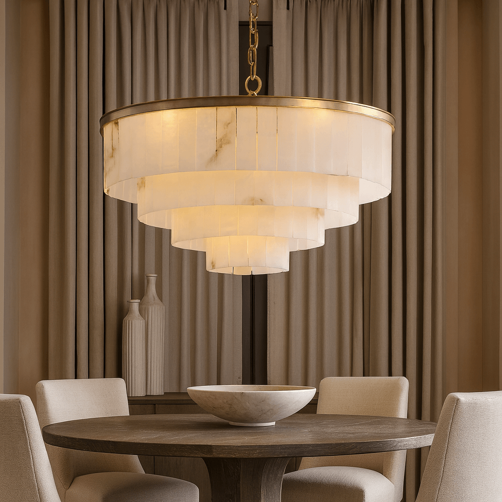 Aurora Marble Round Chandelier - briglamps