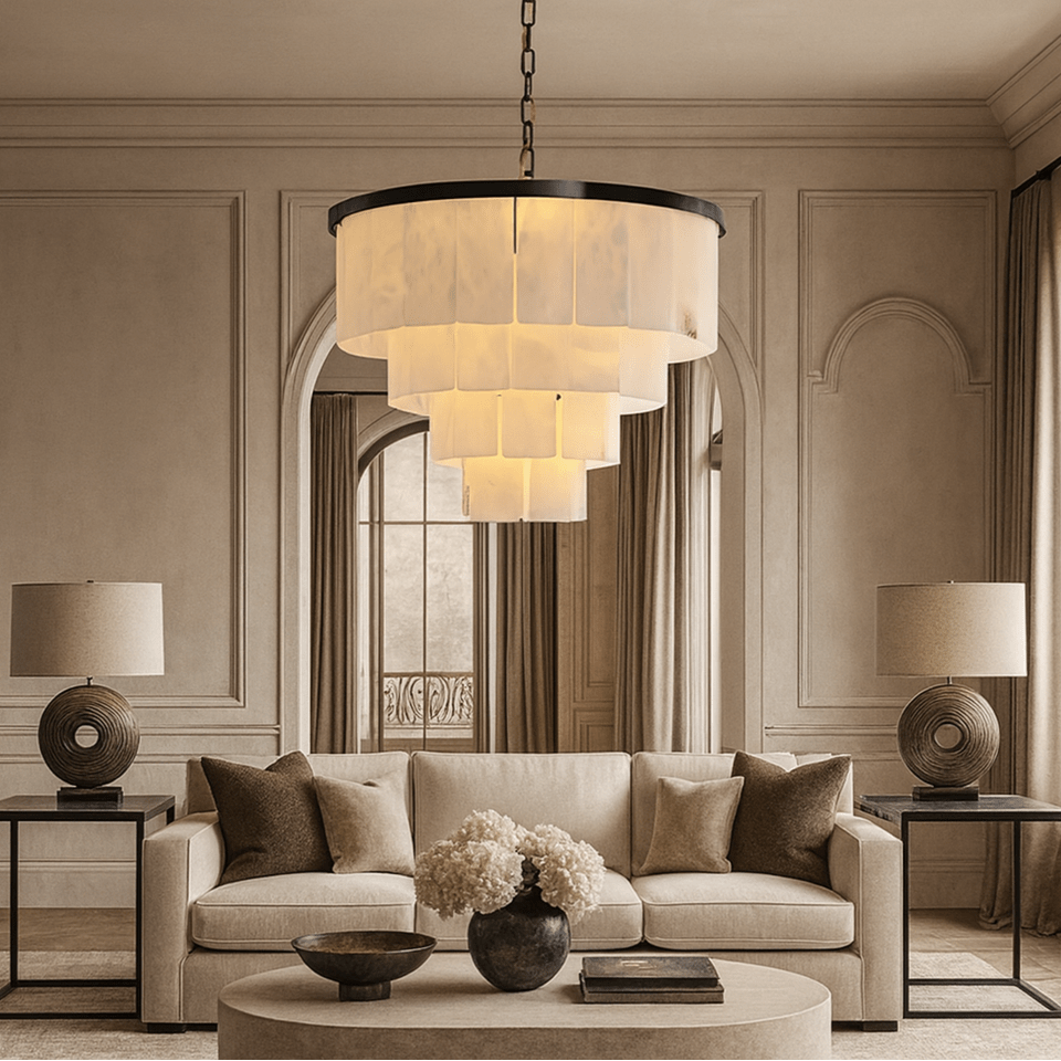Aurora Marble Tiered Chandelier - briglamps
