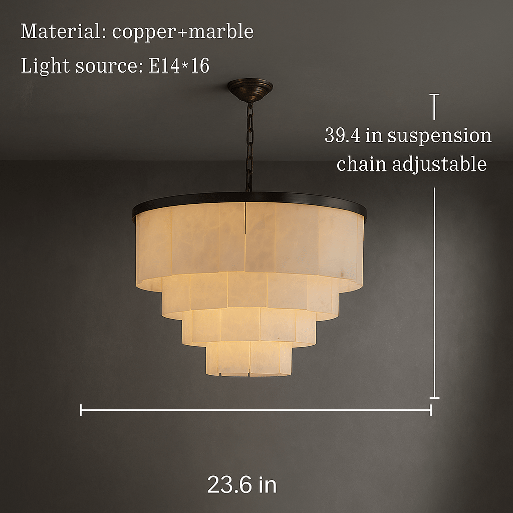 Aurora Marble Tiered Chandelier - briglamps