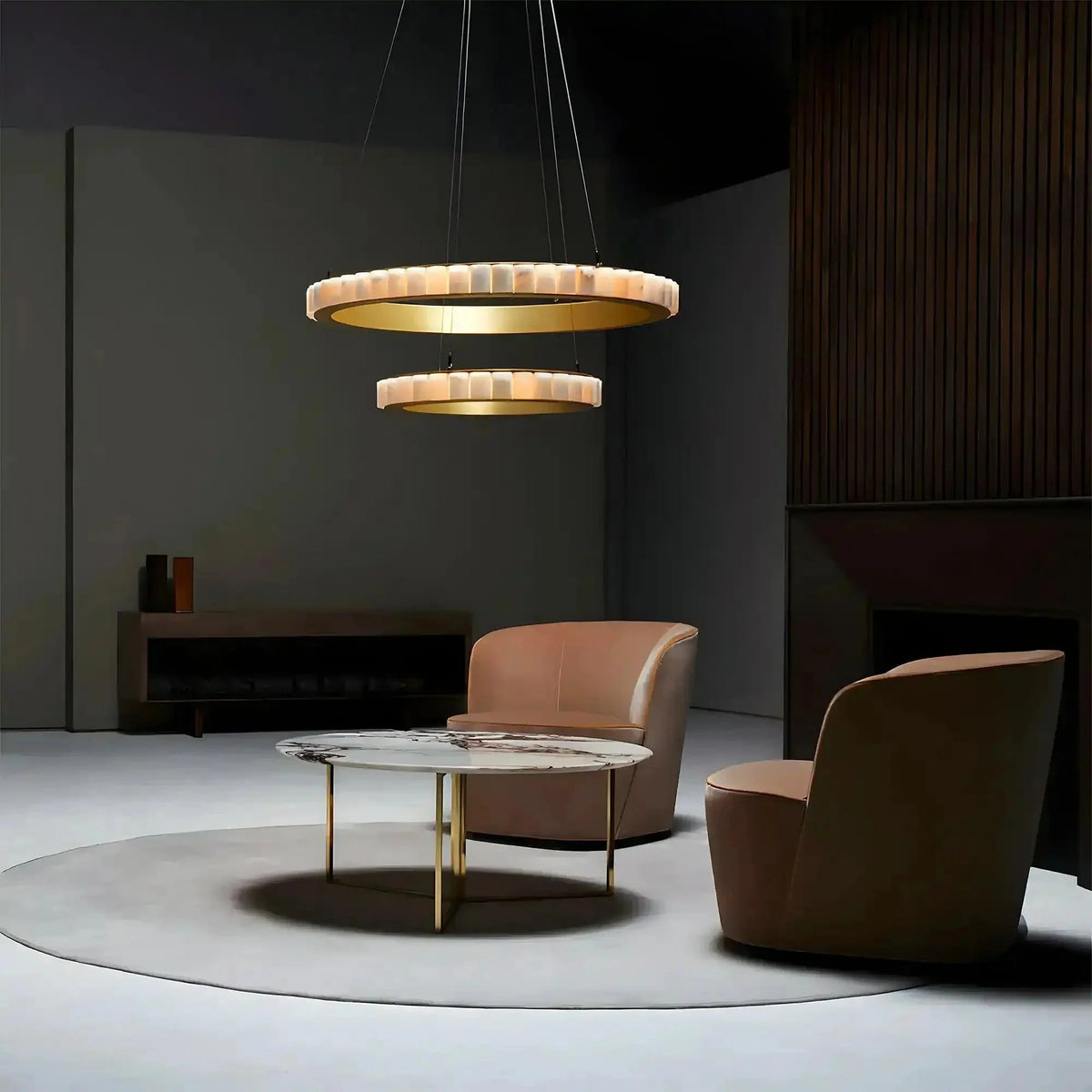 Avalon Alabaster Round Chandelier - Brig Lighting