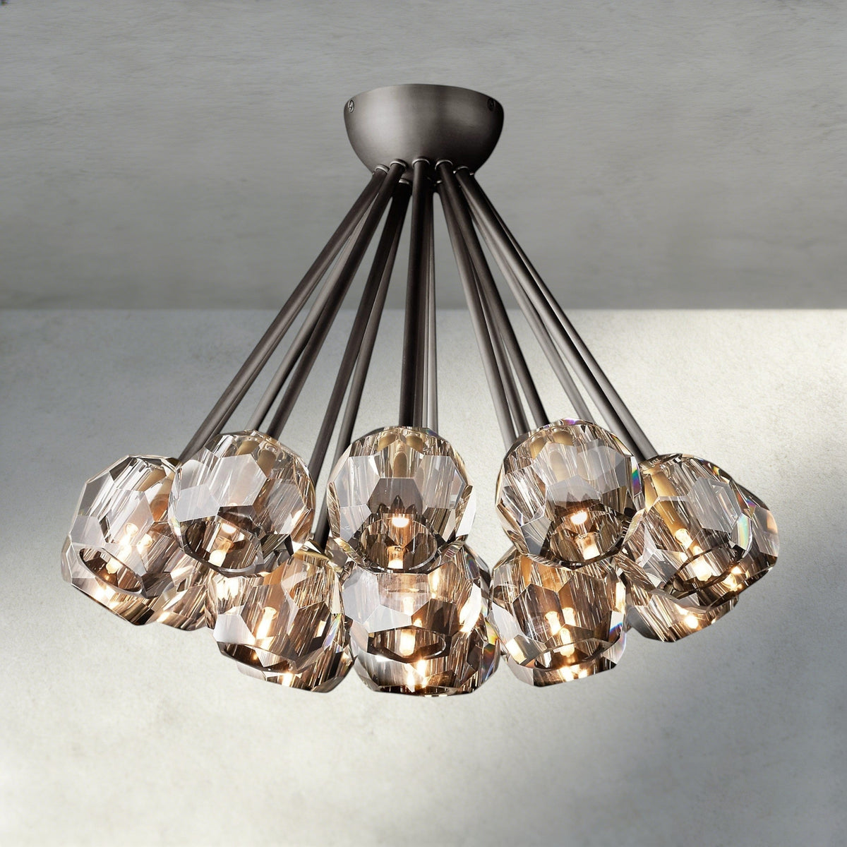 Boule De Clear/ Smoke Cristal Flushmount 24"-Briglamps