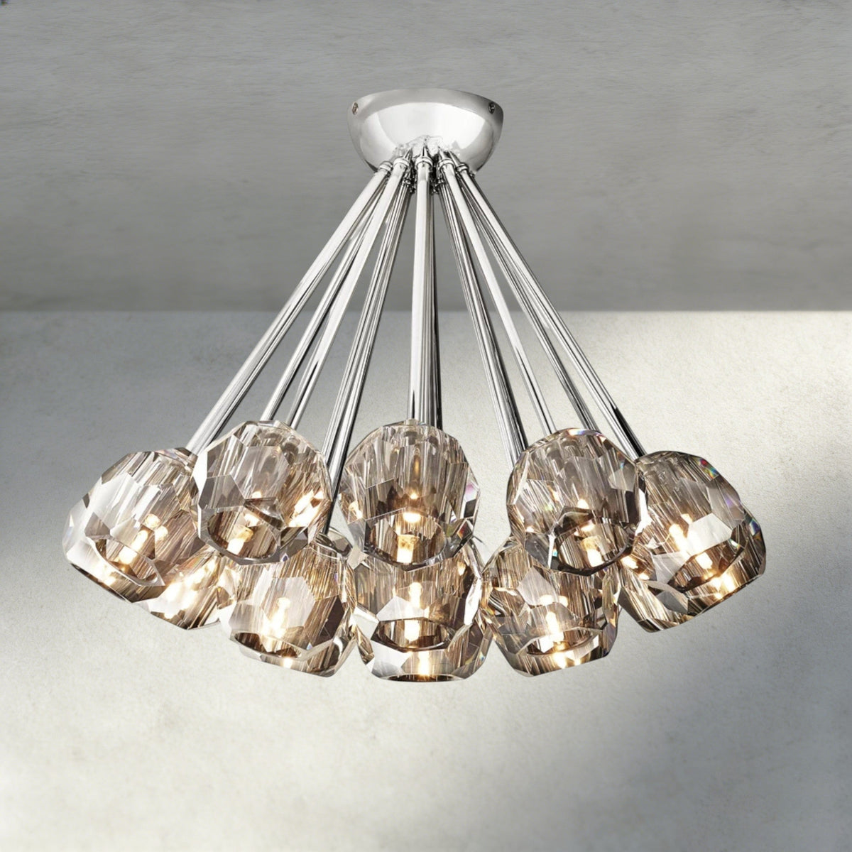 Boule De Clear/ Smoke Cristal Flushmount 24"-Briglamps