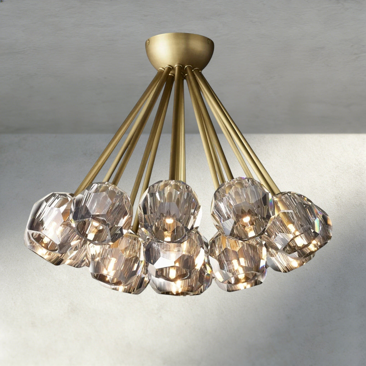 Boule De Clear/ Smoke Cristal Flushmount 24"-Briglamps