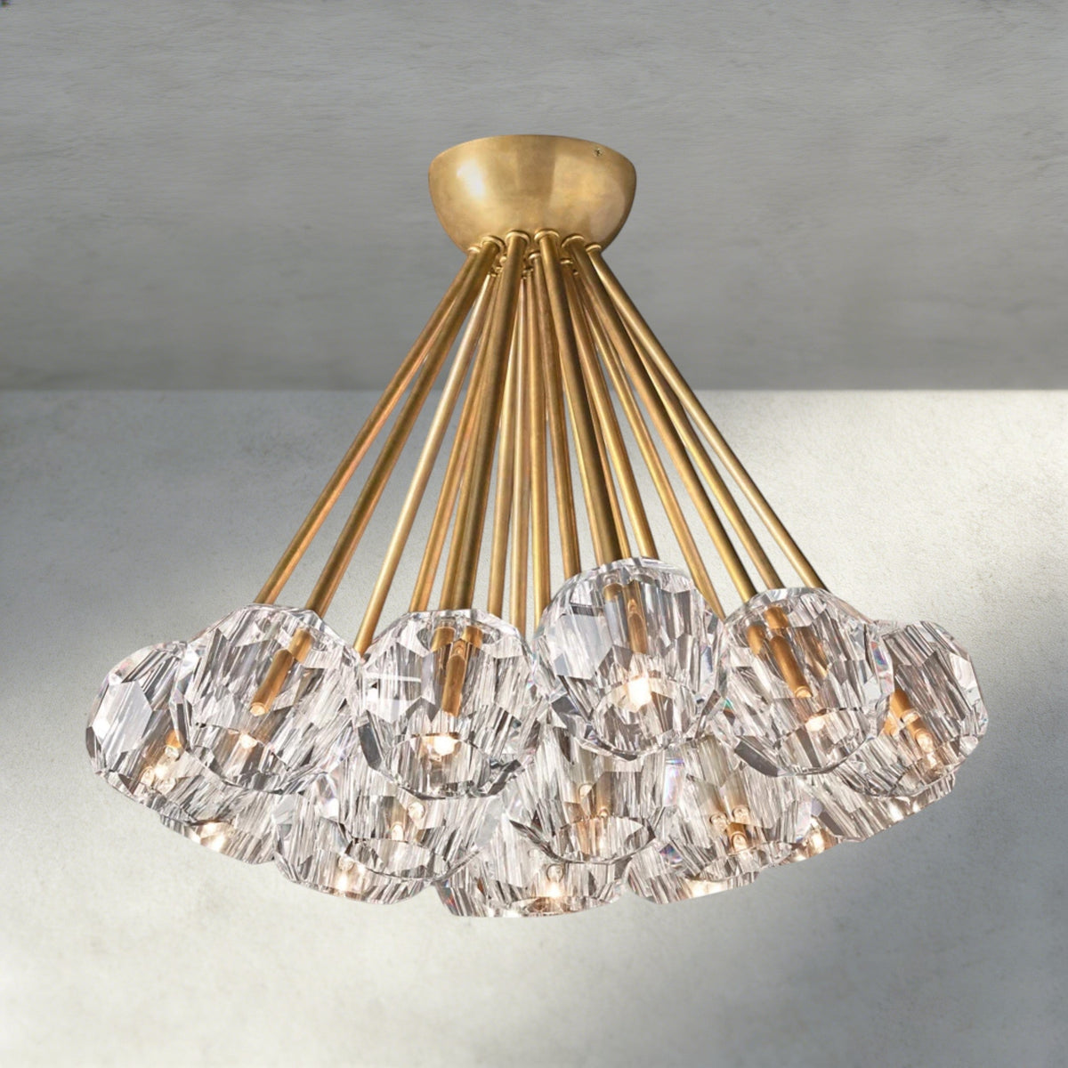 Boule De Clear/ Smoke Cristal Flushmount 24"-Briglamps