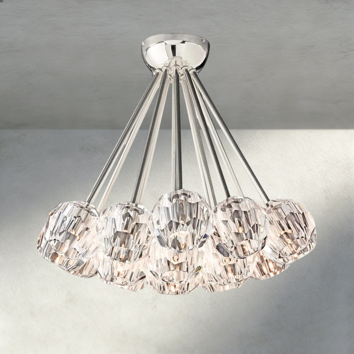 Boule De Clear/ Smoke Cristal Flushmount 24"-Briglamps