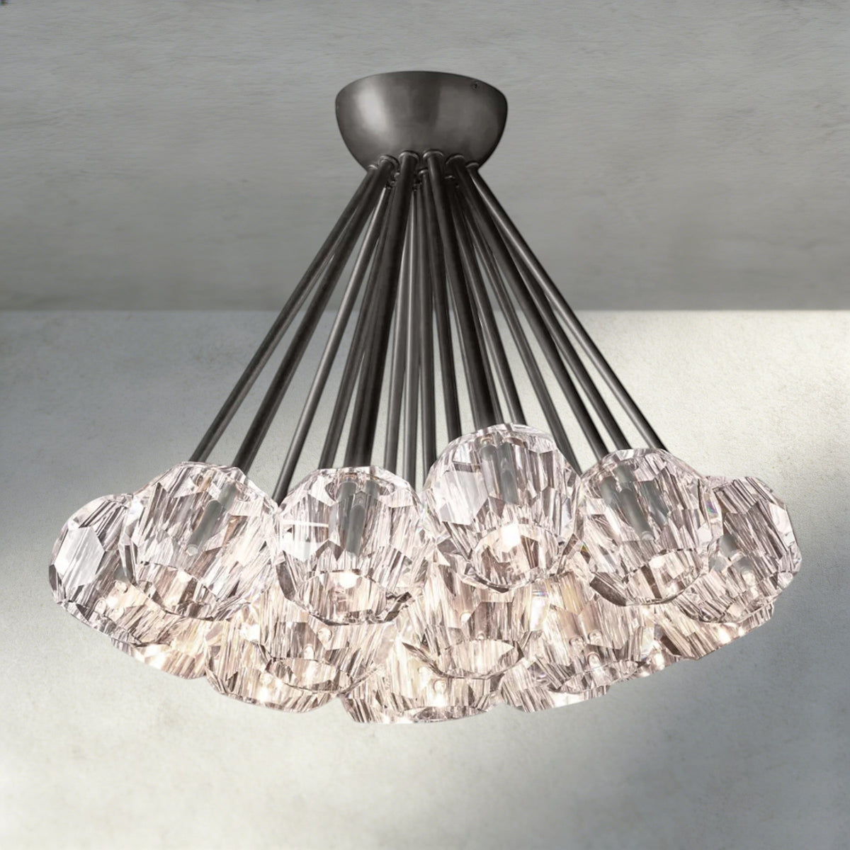 Boule De Clear/ Smoke Cristal Flushmount 24"-Briglamps