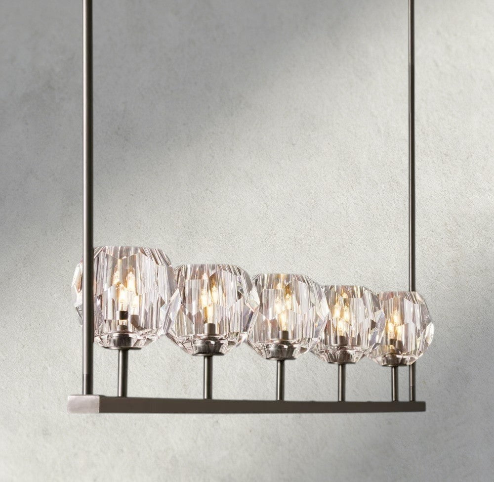 Boule De Cristal Clear Glass Linear Chandelier 48", 60"-Briglamps