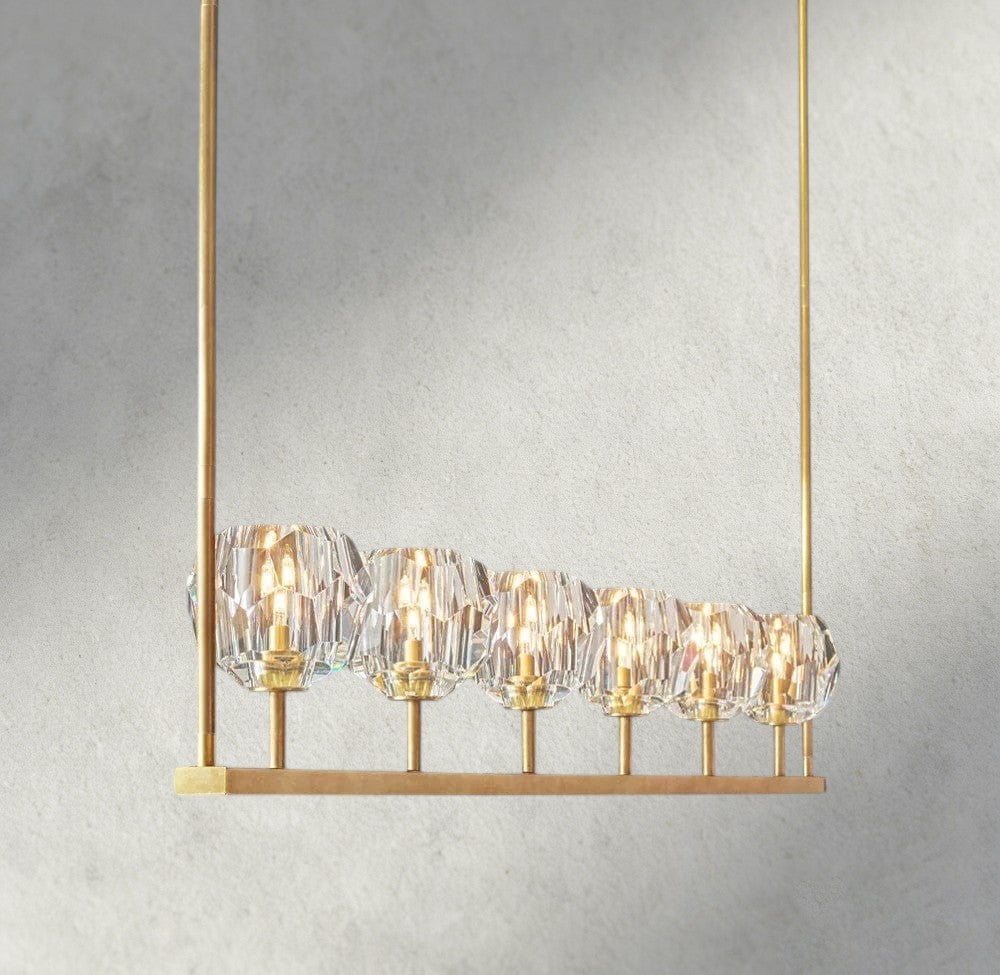 Boule De Cristal Clear Glass Linear Chandelier 48", 60"-Briglamps
