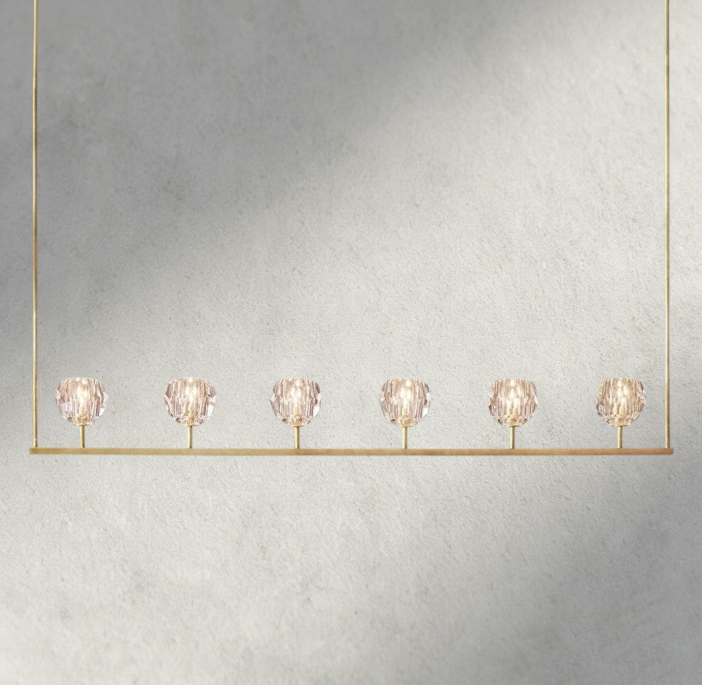 Boule De Cristal Clear Glass Linear Chandelier 48", 60"-Briglamps