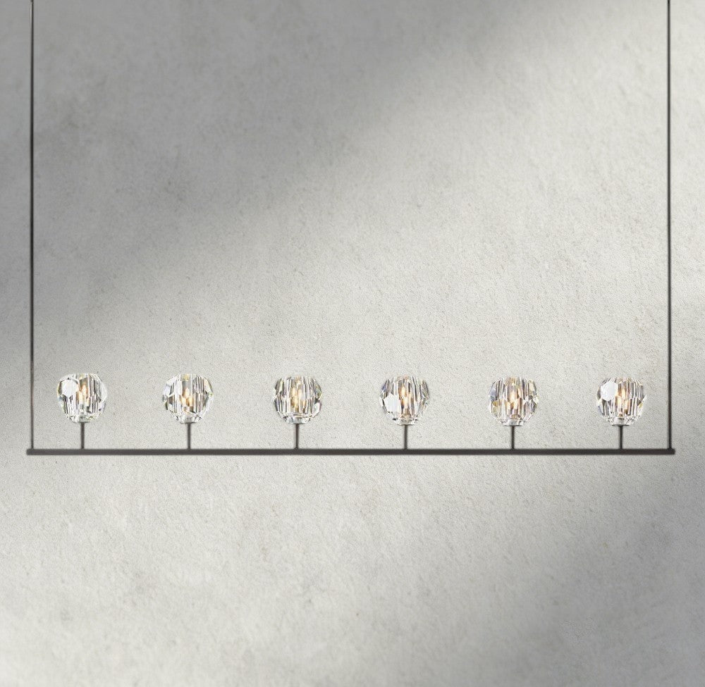 Boule De Cristal Clear Glass Linear Chandelier 48", 60"-Briglamps
