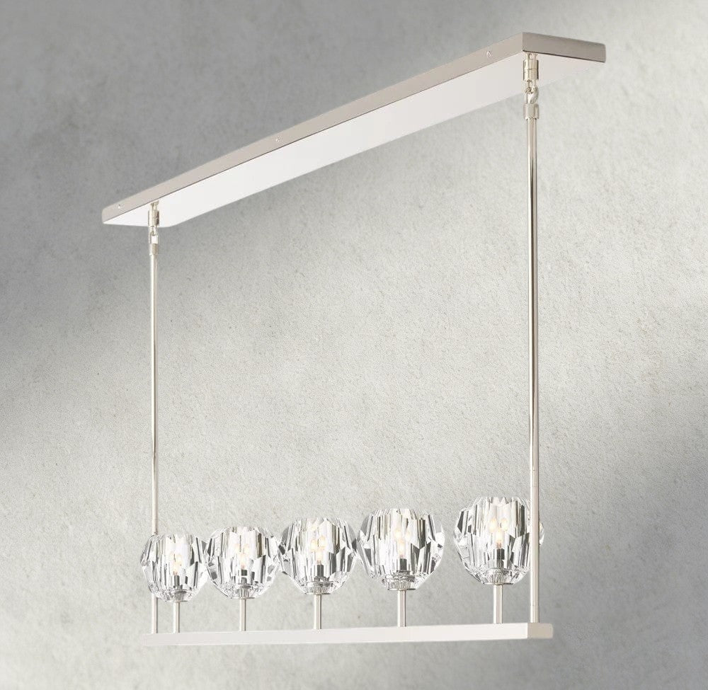 Boule De Cristal Clear Glass Linear Chandelier 48", 60"-Briglamps