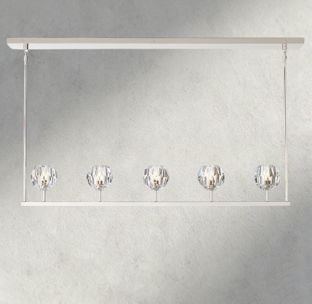 Boule De Cristal Clear Glass Linear Chandelier 48", 60"-Briglamps