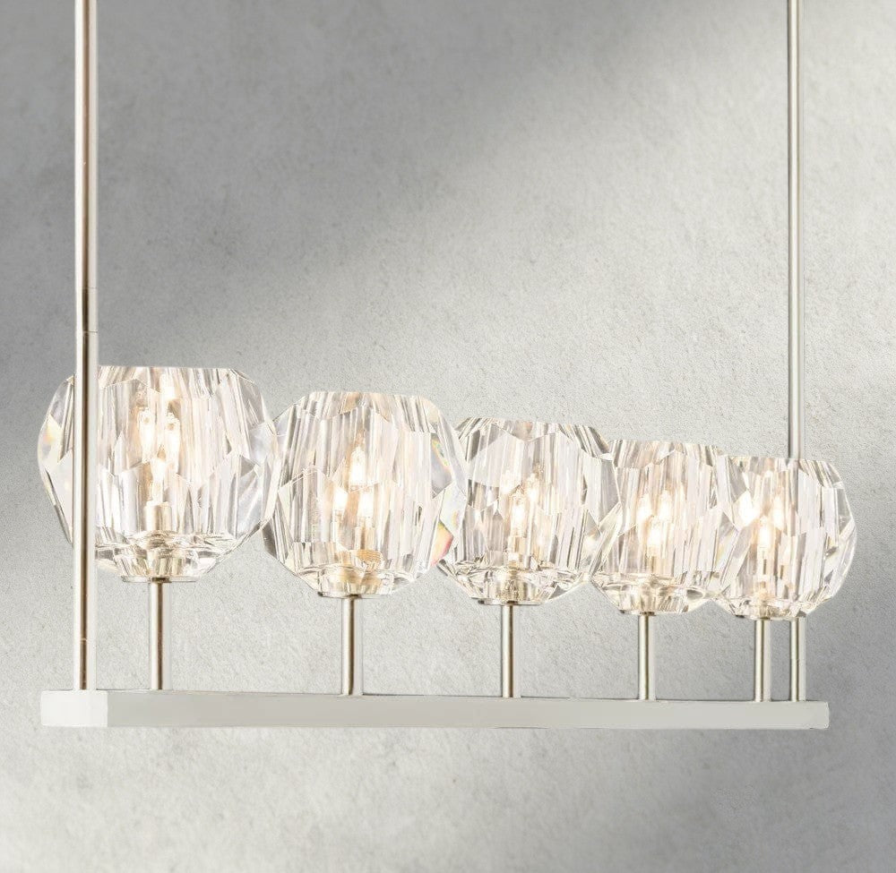 Boule De Cristal Clear Glass Linear Chandelier 48", 60"-Briglamps