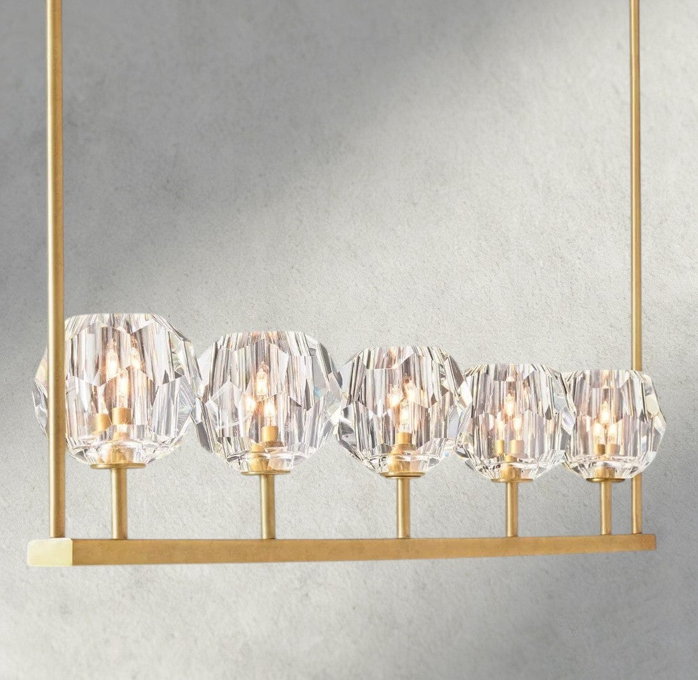 Boule De Cristal Clear Glass Linear Chandelier 48", 60"-Briglamps