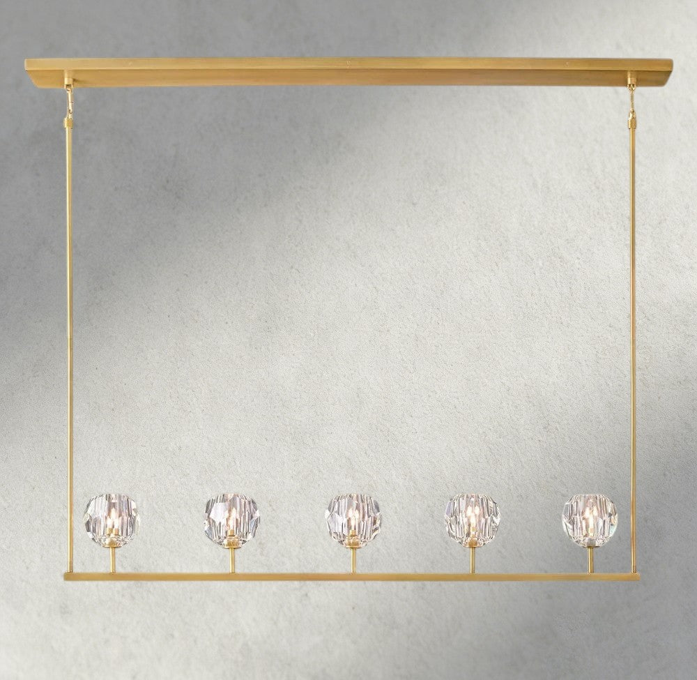 Boule De Cristal Clear Glass Linear Chandelier 48", 60"-Briglamps