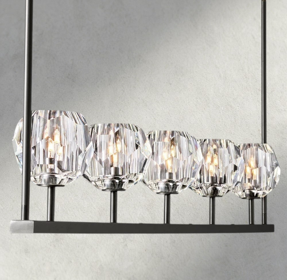 Boule De Cristal Clear Glass Linear Chandelier 48", 60"-Briglamps