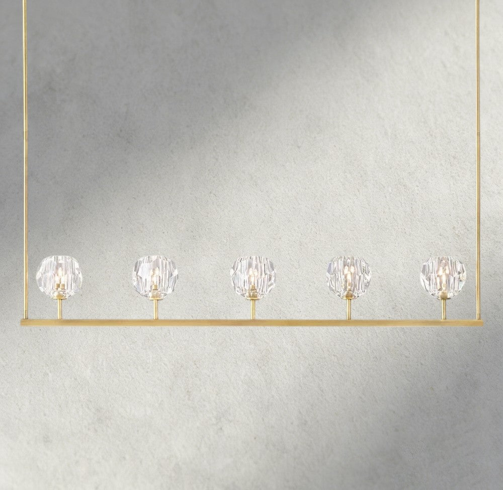 Boule De Cristal Clear Glass Linear Chandelier 48", 60"-Briglamps