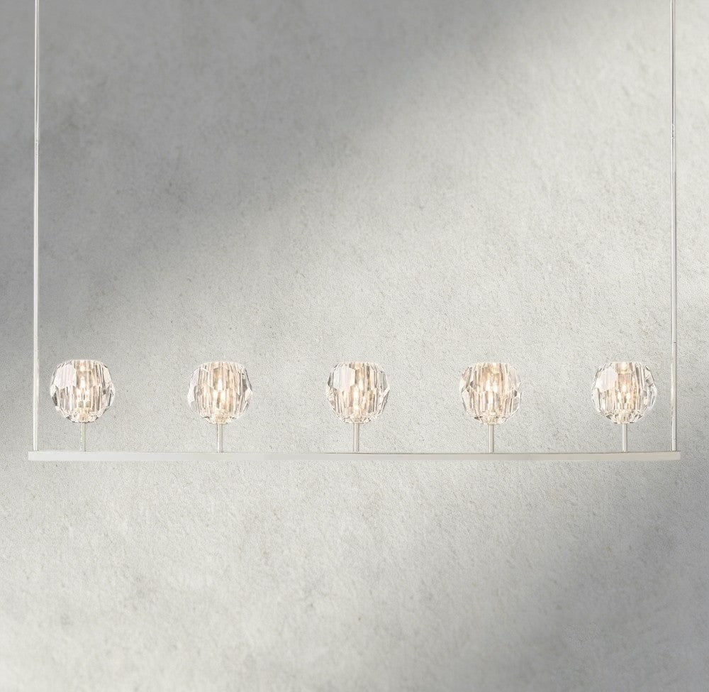 Boule De Cristal Clear Glass Linear Chandelier 48", 60"-Briglamps