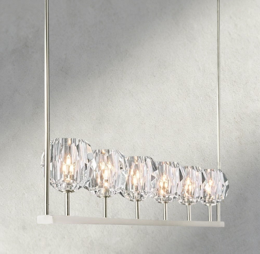 Boule De Cristal Clear Glass Linear Chandelier 48", 60"-Briglamps