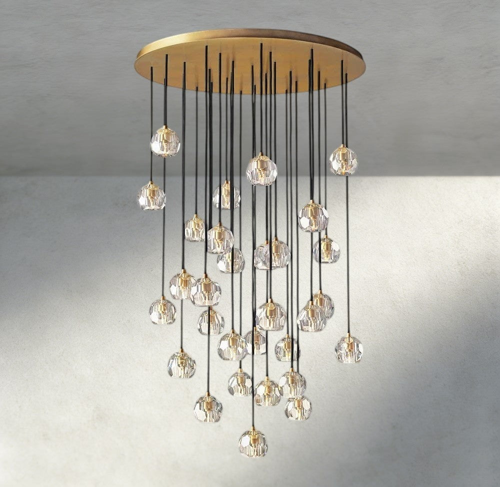 Boule De Cristal Clear/ Smoke Glass Round Cluster Chandelier 14", 19", 24", 30", 40"-Briglamps