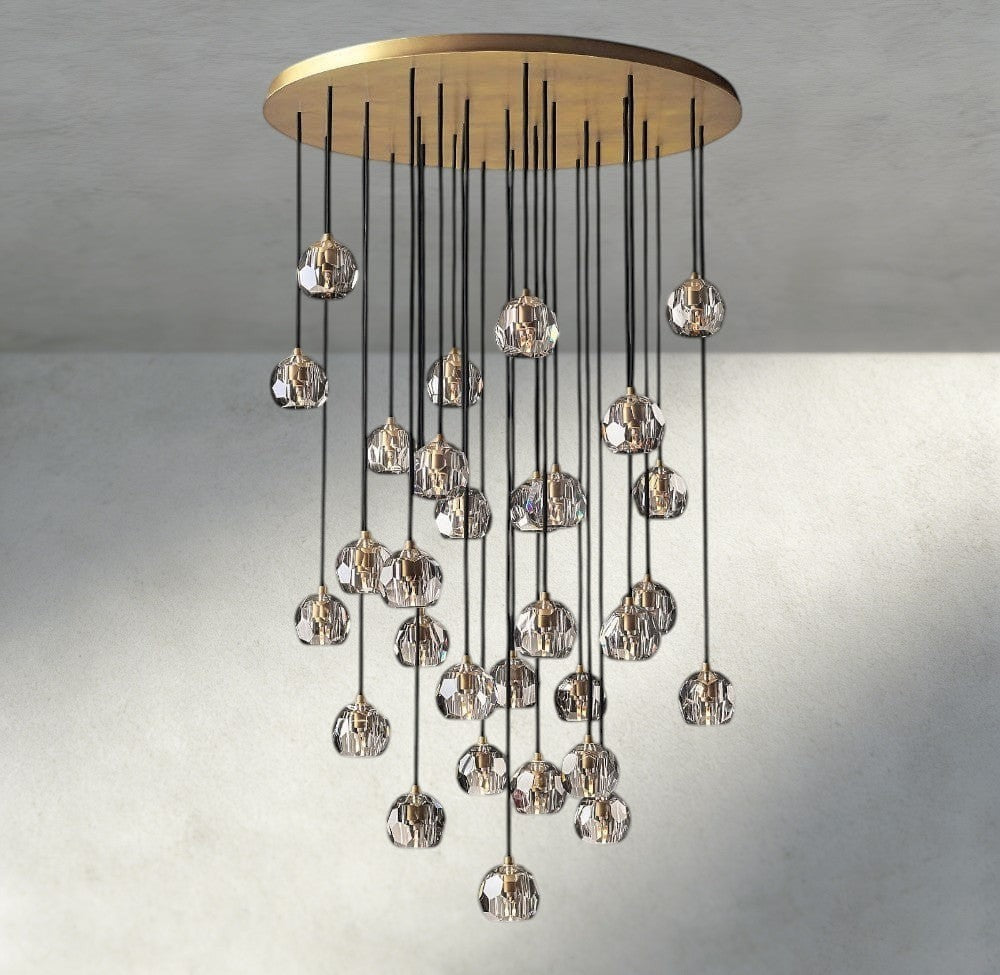 Boule De Cristal Clear/ Smoke Glass Round Cluster Chandelier 14", 19", 24", 30", 40"-Briglamps