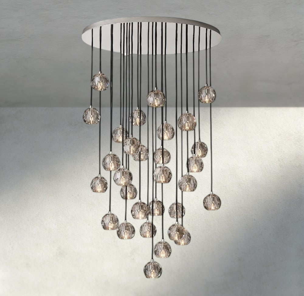 Boule De Cristal Clear/ Smoke Glass Round Cluster Chandelier 14", 19", 24", 30", 40"-Briglamps
