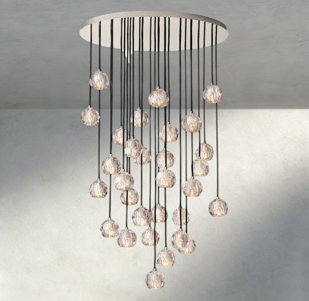 Boule De Cristal Clear/ Smoke Glass Round Cluster Chandelier 14", 19", 24", 30", 40"-Briglamps