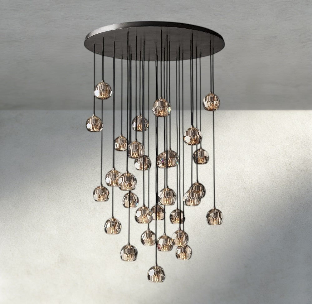 Boule De Cristal Clear/ Smoke Glass Round Cluster Chandelier 14", 19", 24", 30", 40"-Briglamps