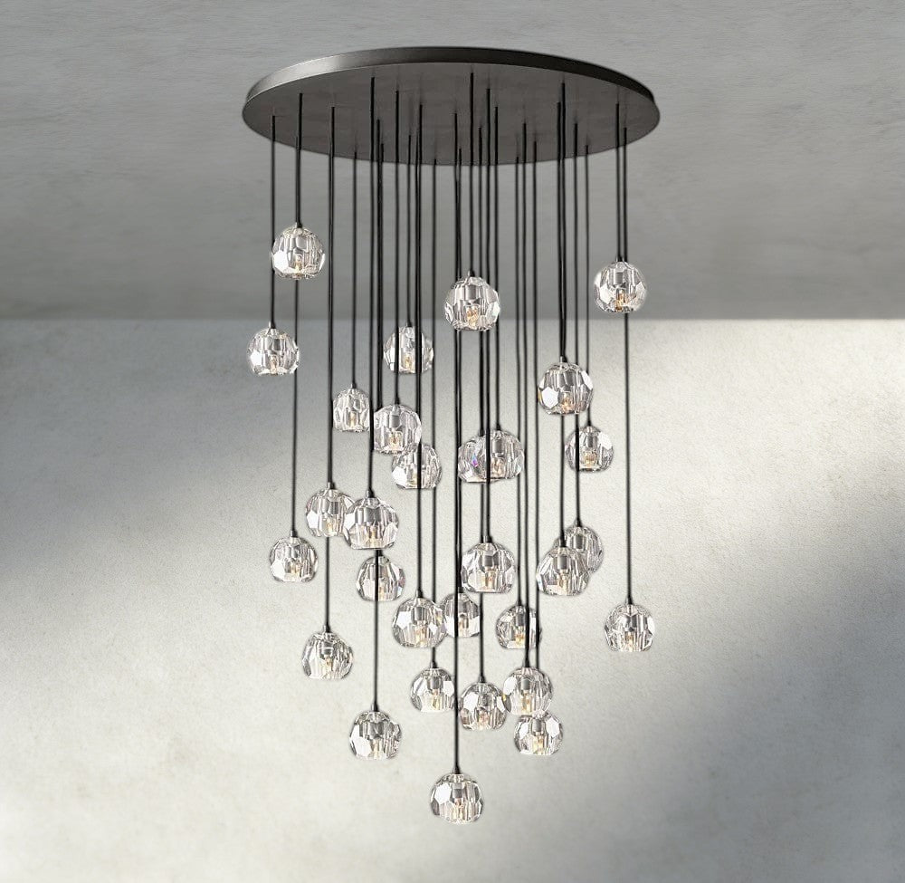 Boule De Cristal Clear/ Smoke Glass Round Cluster Chandelier 14", 19", 24", 30", 40"-Briglamps