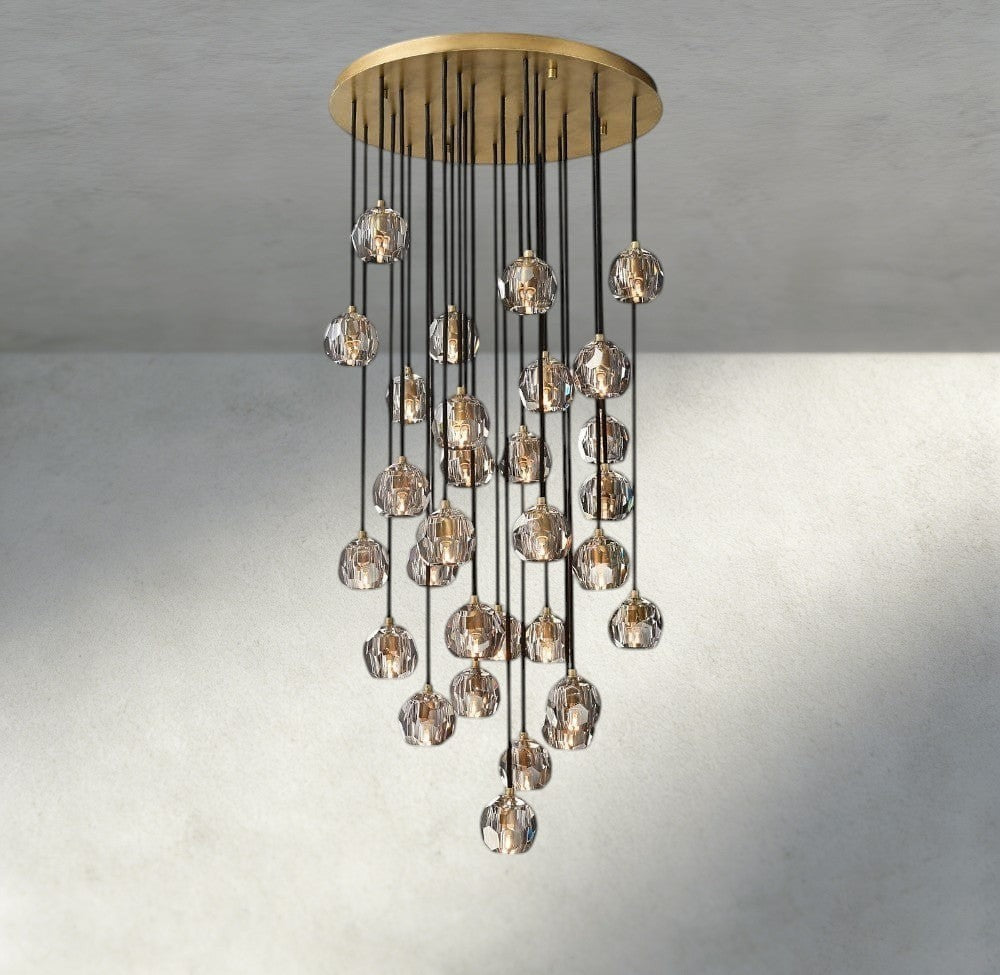 Boule De Cristal Clear/ Smoke Glass Round Cluster Chandelier 14", 19", 24", 30", 40"-Briglamps