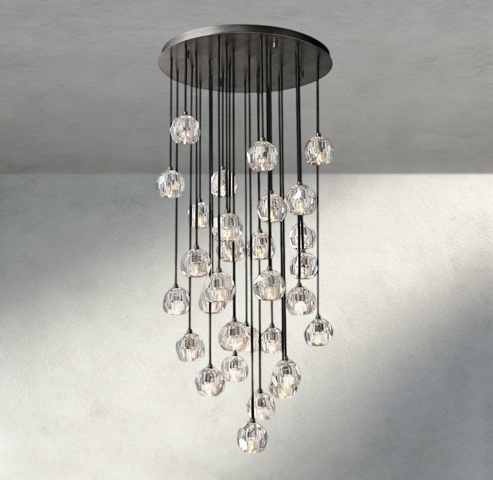 Boule De Cristal Clear/ Smoke Glass Round Cluster Chandelier 14", 19", 24", 30", 40"-Briglamps