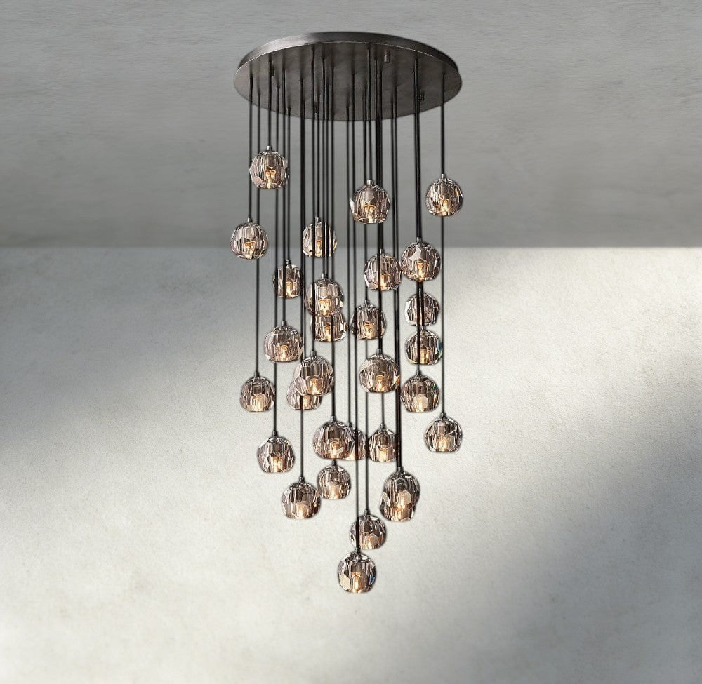 Boule De Cristal Clear/ Smoke Glass Round Cluster Chandelier 14", 19", 24", 30", 40"-Briglamps