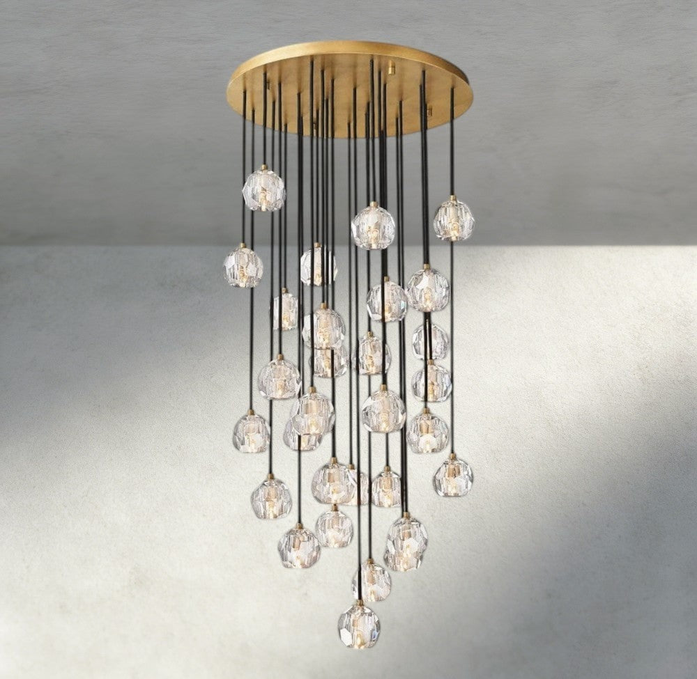 Boule De Cristal Clear/ Smoke Glass Round Cluster Chandelier 14", 19", 24", 30", 40"-Briglamps