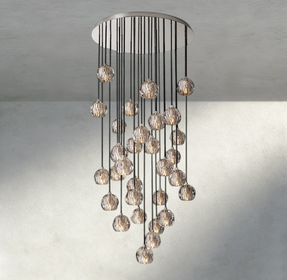 Boule De Cristal Clear/ Smoke Glass Round Cluster Chandelier 14", 19", 24", 30", 40"-Briglamps