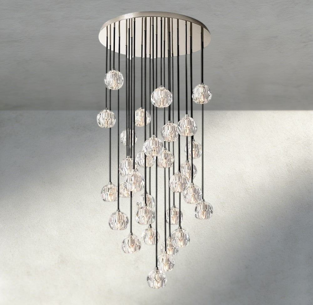 Boule De Cristal Clear/ Smoke Glass Round Cluster Chandelier 14", 19", 24", 30", 40"-Briglamps