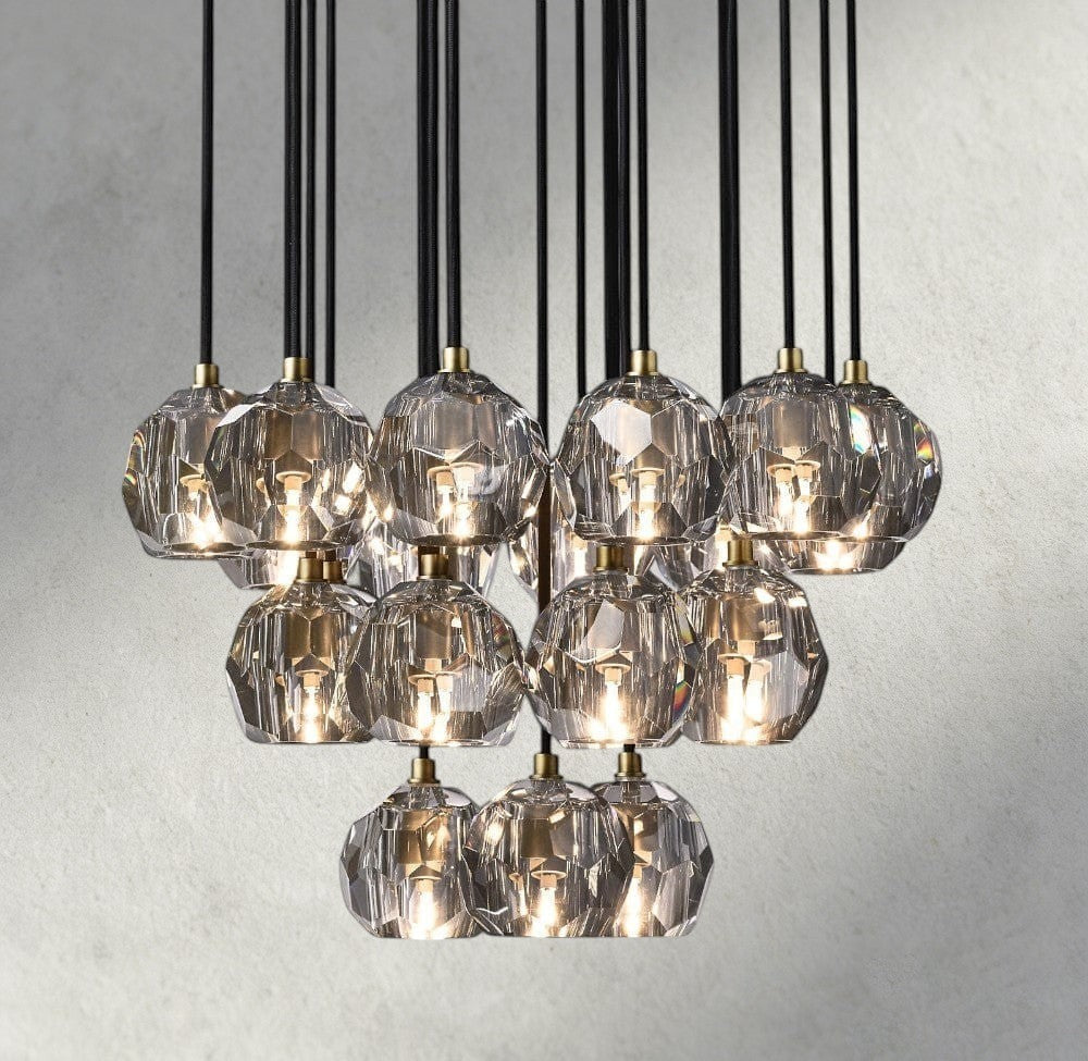 Boule De Cristal Clear/ Smoke Glass Round Cluster Chandelier 14", 19", 24", 30", 40"-Briglamps