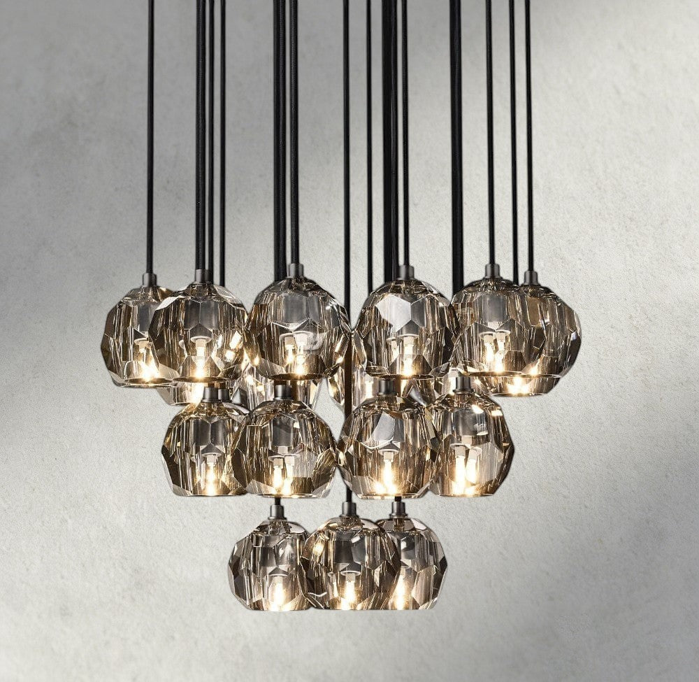 Boule De Cristal Clear/ Smoke Glass Round Cluster Chandelier 14", 19", 24", 30", 40"-Briglamps