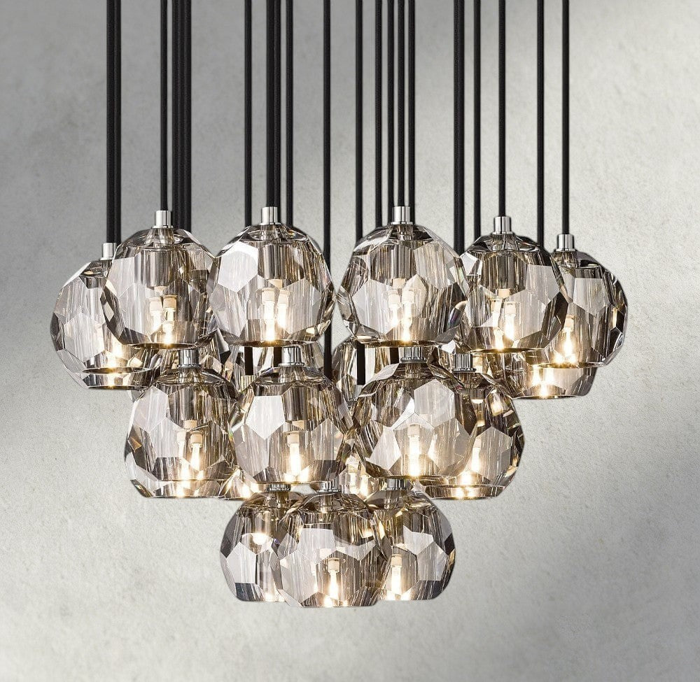 Boule De Cristal Clear/ Smoke Glass Round Cluster Chandelier 14", 19", 24", 30", 40"-Briglamps