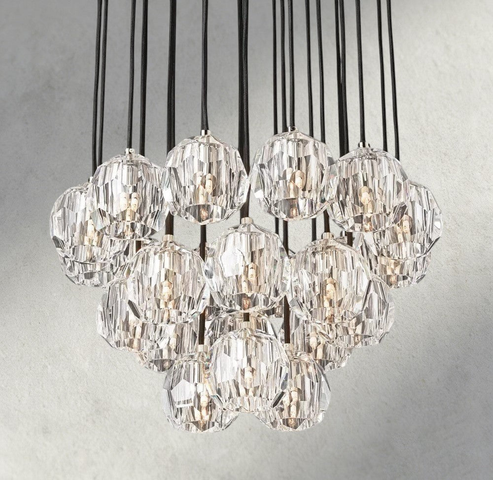 Boule De Cristal Clear/ Smoke Glass Round Cluster Chandelier 14", 19", 24", 30", 40"-Briglamps