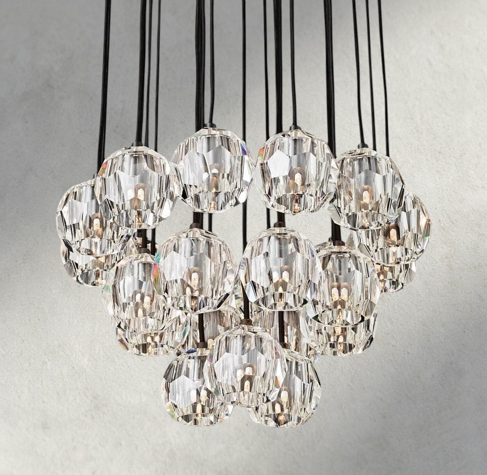 Boule De Cristal Clear/ Smoke Glass Round Cluster Chandelier 14", 19", 24", 30", 40"-Briglamps