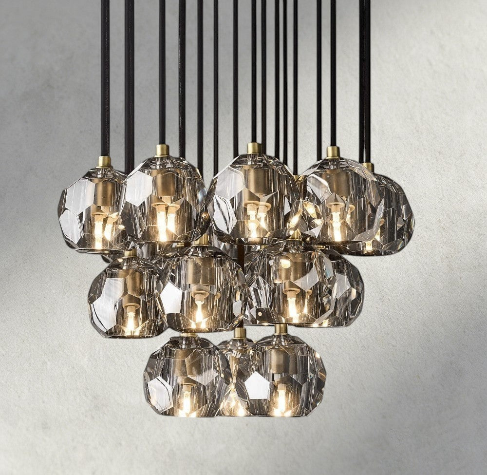 Boule De Cristal Clear/ Smoke Glass Round Cluster Chandelier 14", 19", 24", 30", 40"-Briglamps