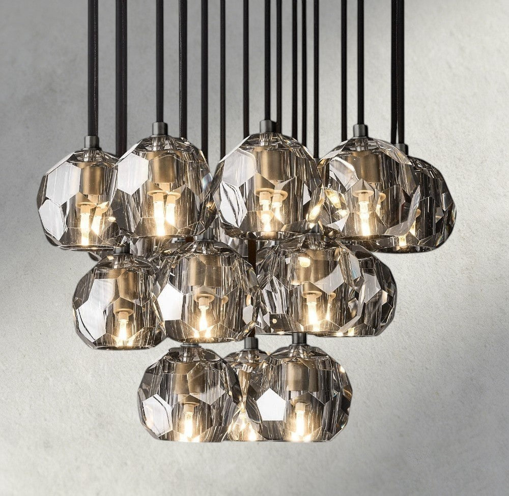 Boule De Cristal Clear/ Smoke Glass Round Cluster Chandelier 14", 19", 24", 30", 40"-Briglamps