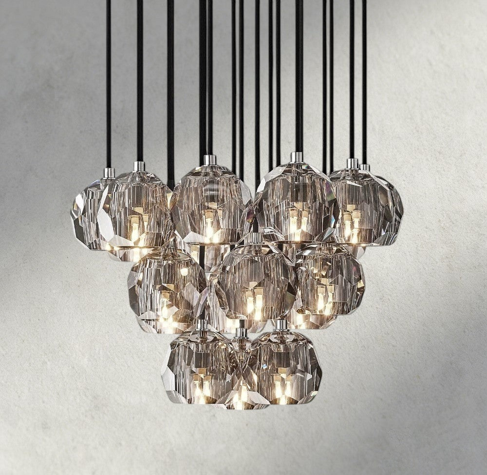 Boule De Cristal Clear/ Smoke Glass Round Cluster Chandelier 14", 19", 24", 30", 40"-Briglamps