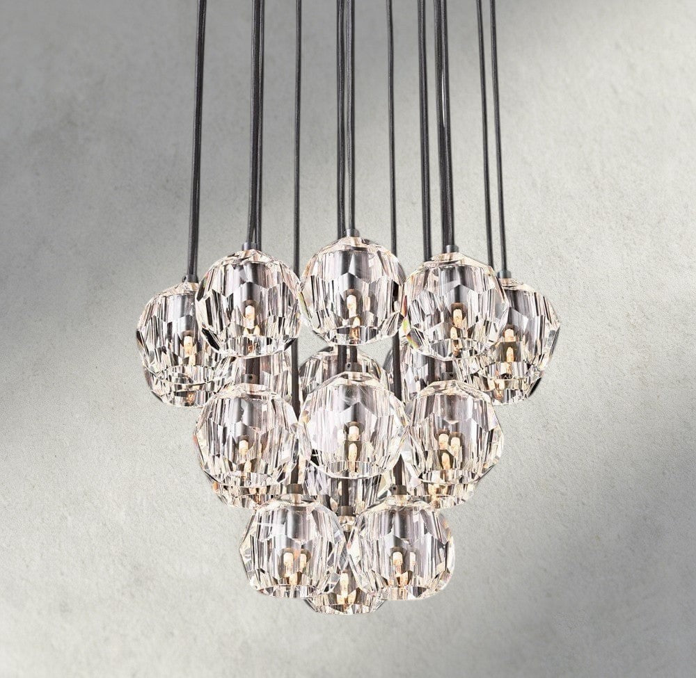Boule De Cristal Clear/ Smoke Glass Round Cluster Chandelier 14", 19", 24", 30", 40"-Briglamps