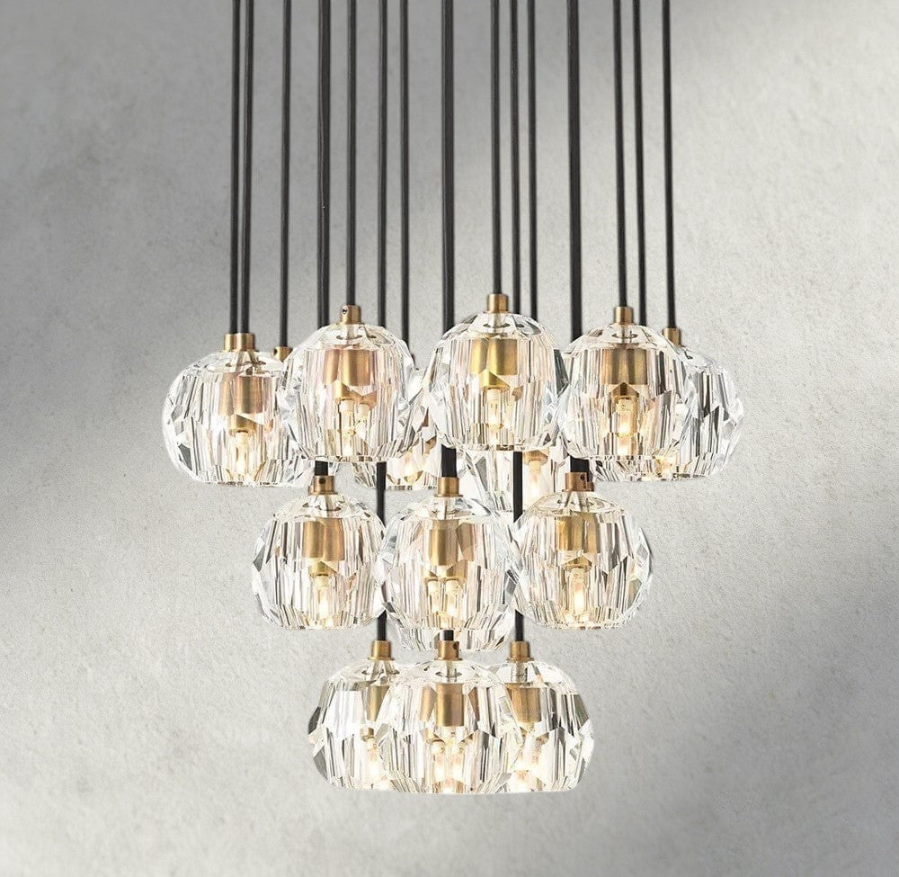 Boule De Cristal Clear/ Smoke Glass Round Cluster Chandelier 14", 19", 24", 30", 40"-Briglamps
